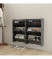 vidaXL Wall Shoe Cabinets 2 pcs  High Gloss Grey 60x18x90 cm Engineered Wood