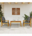 vidaXL 3 Piece Garden Lounge Set with Cushions Solid Wood Acacia