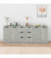 vidaXL 3 Piece Sideboards Concrete Grey Engineered Wood