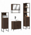 vidaXL 4 Piece Bathroom Furniture Set Brown Oak Engineered Wood