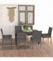 vidaXL 7 Piece Outdoor Dining Set with Cushions Poly Rattan Grey