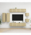 vidaXL 8 Piece TV Cabinet Set Sonoma Oak Engineered Wood