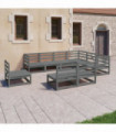 vidaXL 9 Piece Garden Lounge Set Grey Solid Pinewood