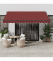 vidaXL Automatic Retractable Awning with LEDs Burgundy 400x350 cm