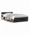vidaXL Bed Frame with Drawer Black 90x200 cm Engineered Wood