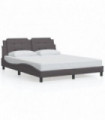 vidaXL Bed Frame with Headboard Grey 160x200 cm Faux Leather