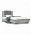 vidaXL Bed Frame with Headboard and LED Lights Concrete Grey 75x190 cm Small Single