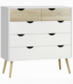 Chest of Drawers 5 Drawer Storage Unit White Oak 99cmx39cmx101cm Solid Wood Legs