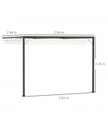 Metal Cream 230H x 300L x 300W cm Outdoor Pergola Retractable Canopy Cream
