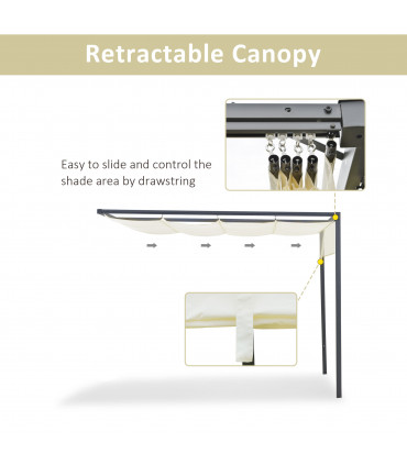 Metal Cream 230H x 300L x 300W cm Outdoor Pergola Retractable Canopy Cream