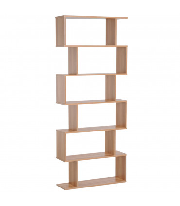 Wooden 6-Tier S-Shaped Shelf Storage Unit Maple Colour 80L x 23W x 192Hcm