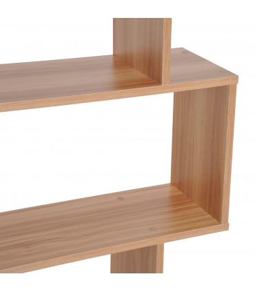 Wooden 6-Tier S-Shaped Shelf Storage Unit Maple Colour 80L x 23W x 192Hcm