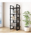 4-Tier Book Cabinet Grey 60x30x140 cm Solid Pine Wood