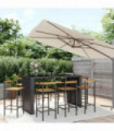vidaXL 9 Piece Garden Bar Set Black Poly Rattan& Solid Wood Acacia