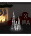 Acrylic Decorative LED Light Cone Set Cold White 30/45/60cm