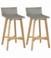 Bar Chairs 2 pcs Solid Acacia Wood