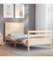 Bed Frame with Headboard 90x200 cm Solid Wood