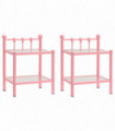 Bedside Cabinets 2 pcs Pink and Transparent Metal and Glass