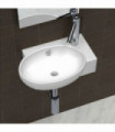 Ceramic Sink Basin Faucet & Overflow Hole Bathroom White