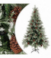 Christmas Tree with Pine Cones Green and White 195 cm PVC&PE