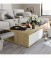 Coffee Table White and Sonoma Oak 80x80x31 cm Engineered Wood
