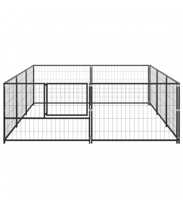 vidaXL Dog Kennel Black 6 m² Steel