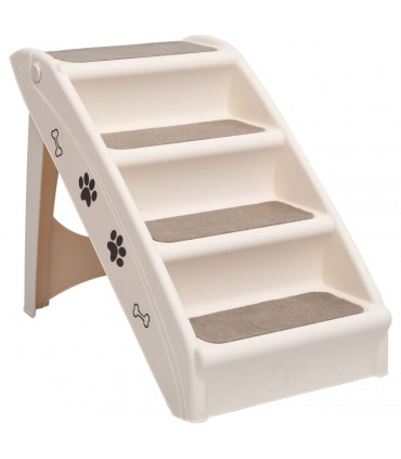 Folding Dog Stairs Cream 62x40x49.5 cm