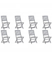 vidaXL Folding Outdoor Chairs 8 pcs Solid Acacia Wood
