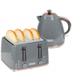 HOMCOM 1.7L Kettle and Toaster Set with Defrost, Reheat and Crumb Tray, Grey
