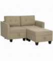 HOMCOM Modular Sectional Sofa with Storage, 2 Seater Sofa Set, Light Brown