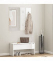 Hallway Furniture Set High Gloss White Engineered Wood