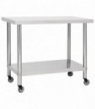 Kitchen Work Table with Wheels 100x30x85 cm Stainless Steel