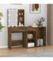 LED Dressing Table with Cabinet Smoked Oak Engineered Wood