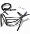 Leather Flash Bridle with Reins and Bit Black Pony