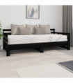 Pull-out Day Bed Black Solid Wood Pine 2x(90x200) cm