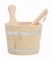 Sauna Bucket and Ladle Set Solid Wood Pine