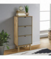 Shoe Cabinet with 3 Drawers Brown and Grey Solid Wood Pine