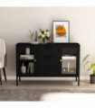 Sideboard Black 105x35x70 cm Steel and Tempered Glass