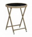 Tea Table Beige 60 cm Poly Rattan and Tempered Glass