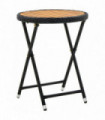 Tea Table Black 60 cm Poly Rattan and Solid Acacia Wood