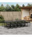 vidaXL 13 Piece Garden Dining Set Black Poly Rattan