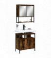 vidaXL 2 Piece Bathroom Furniture Set Smoked Oak Engineered Wood
