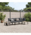 vidaXL 3 Piece Garden Sofa Set with Cushions Black Aluminium