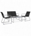 vidaXL 4 Piece Garden Lounge Set Fabric & Steel Black