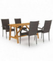 vidaXL 5 Piece Garden Dining Set Brown