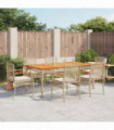 vidaXL 7 Piece Garden Dining Set with Cushions Beige Poly Rattan