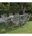 vidaXL 9 Piece Garden Dining Set Solid Acacia Wood Grey