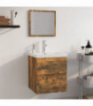 Bathroom Furniture Set Smoked Oak Engineered Wood