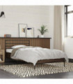 vidaXL Bed Frame Brown Oak 90x190 cm Single Engineered Wood and Metal