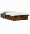 vidaXL Bed Frame Smoked Oak 90x190 cm Single Engineered Wood and Metal